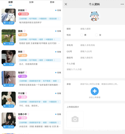 全网首发 游戏陪玩系统 语音聊天系统商业版源码 附教程_Aae_Source
